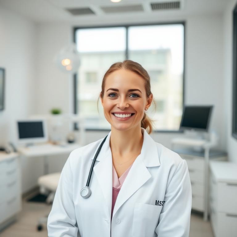 Smiling dentist in a modern clinic