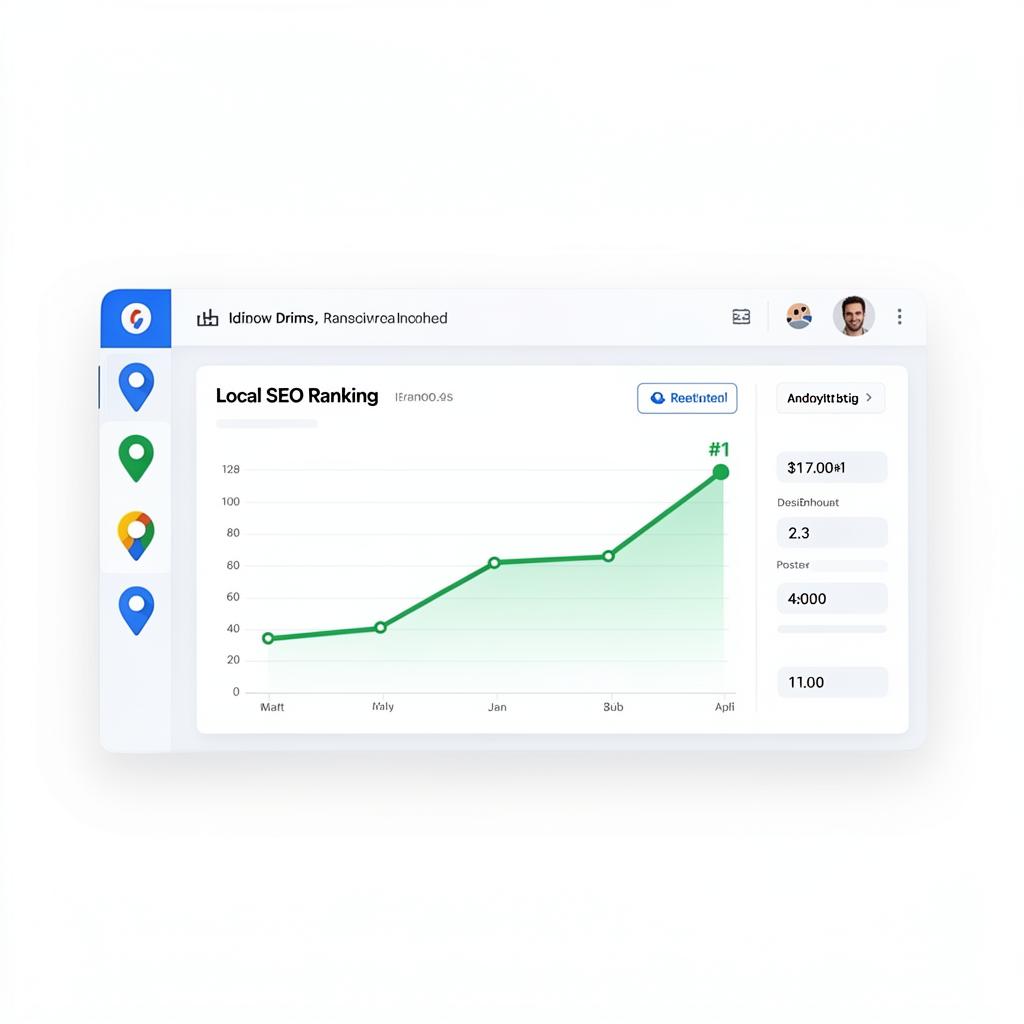 Local SEO ranking growth chart trending upward to #1